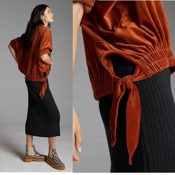 Daily Practice by Anthropologie Side-Tie Velvet Pullover size M new nwt - Picture 2 of 7